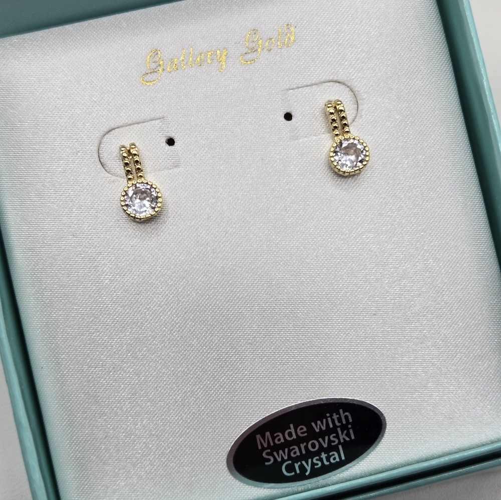 Swarovski Elements Crystal Earrings Gold - Picture 7 of 7